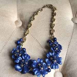 Blue flowered statement necklace